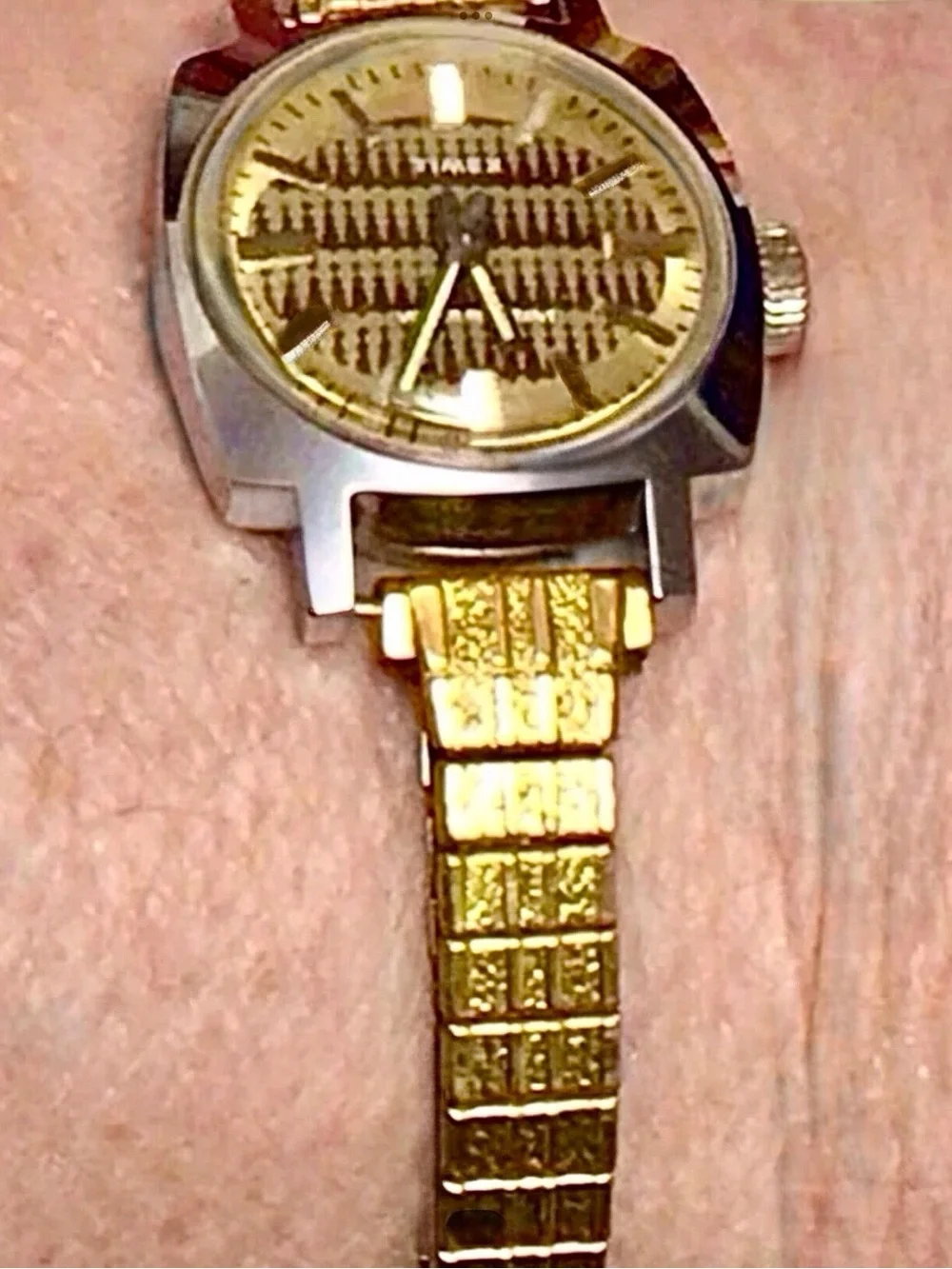 Timex Gold Stainless Steel Working Wind Up Women's Bracelet Watch